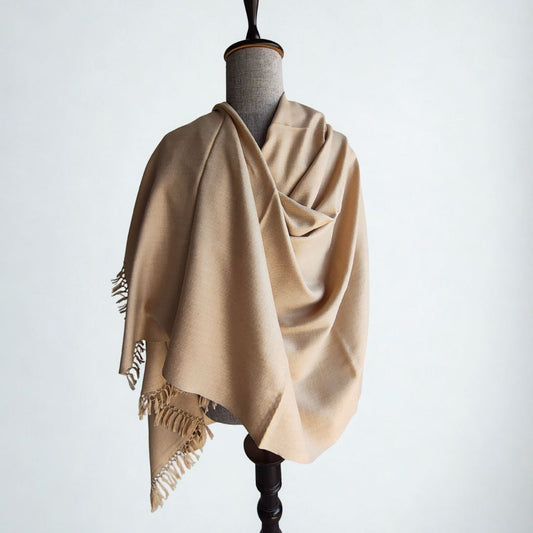 Mens Cashmilon Plain Shawl Beige