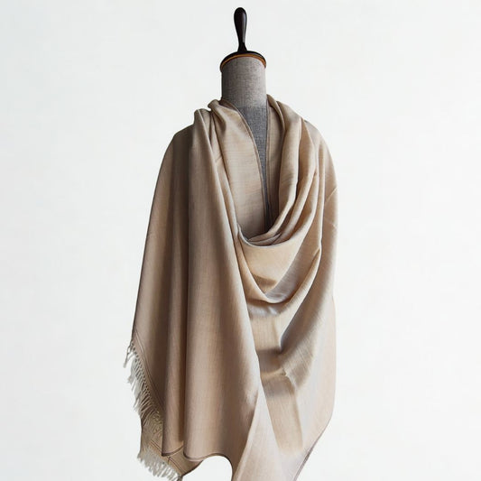 Mens Pure Wool Kanni Shawl Beige