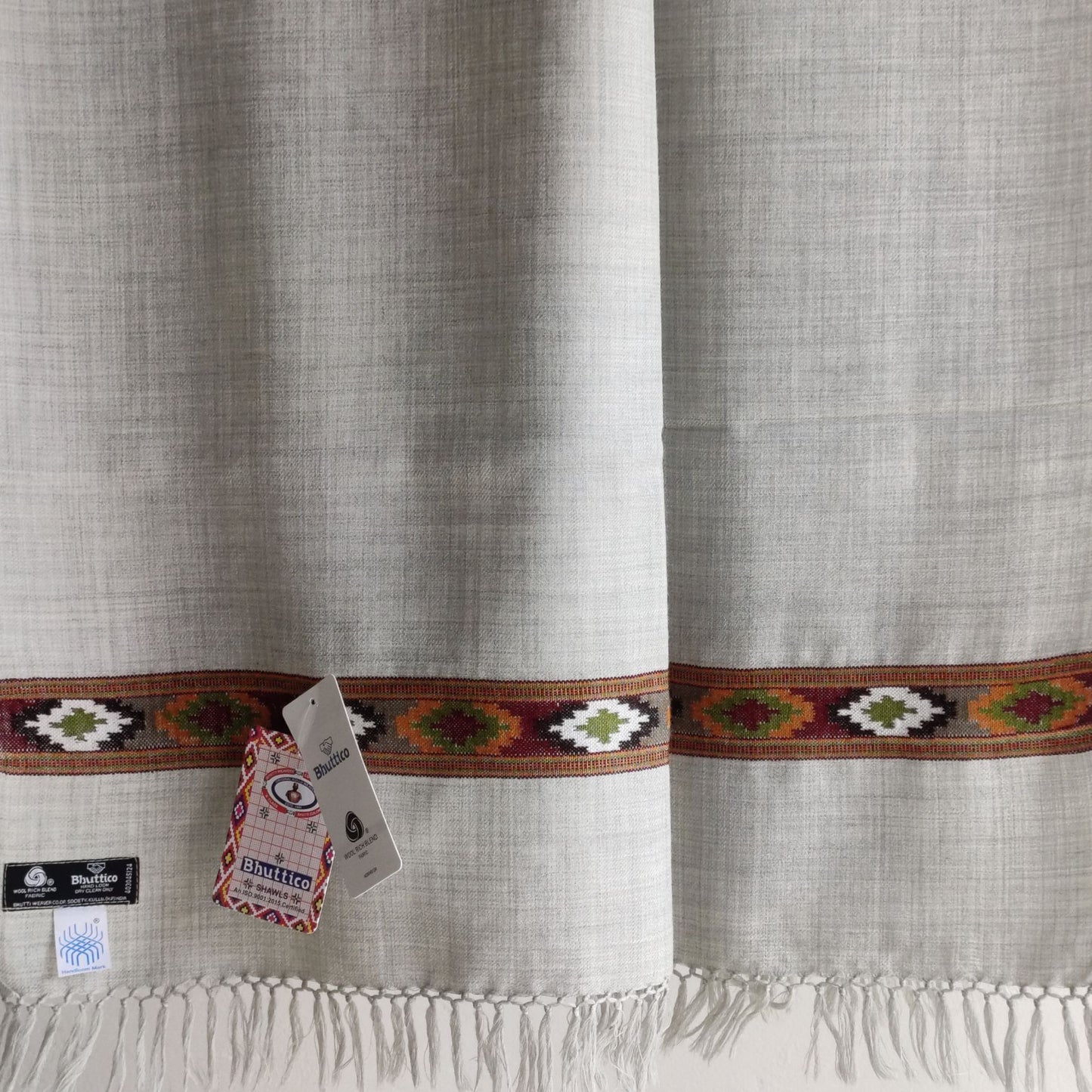 Hand Woven Polywool Kullu Stole -Grey