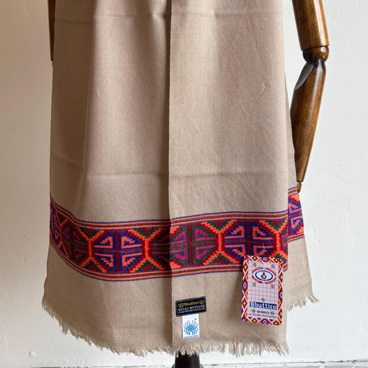Hand Woven Pure Merino Wool Muffler- Beige