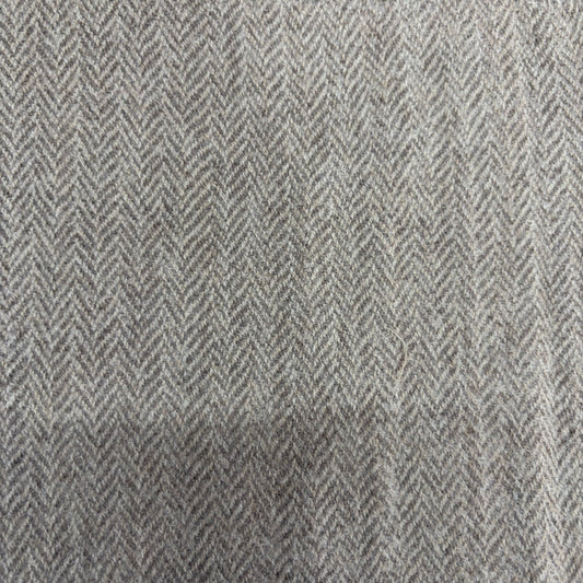 Pure Merino Wool Herringbone Fabric - Solid Grey