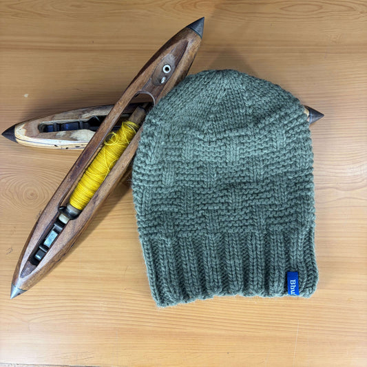 Angora + Wool GreenBeanie (Design Pattern may vary)