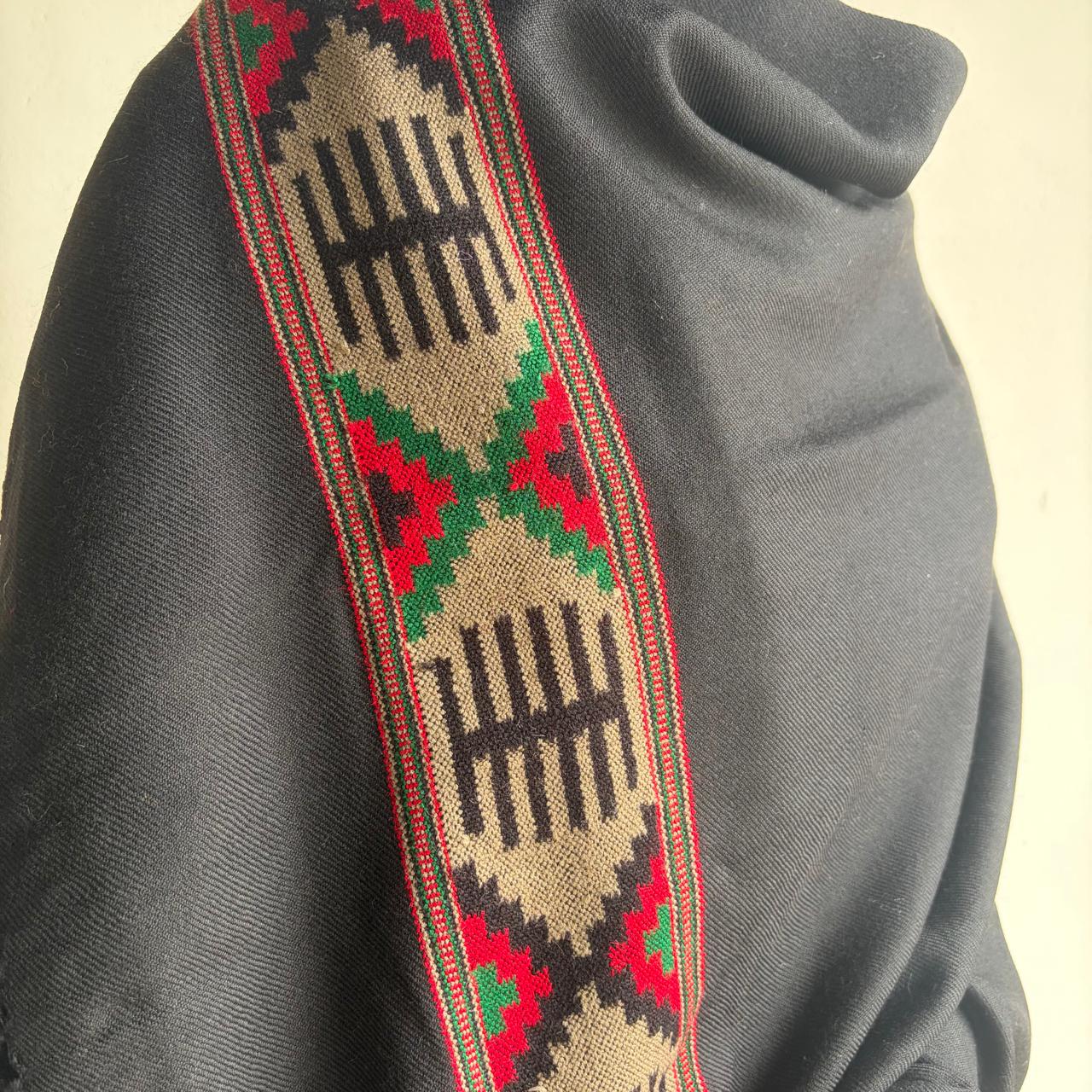 Handloom Pure Merino Wool Shawl (Black)