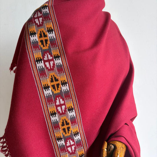 Handloom Pure Merino Wool Shawl (Maroon)