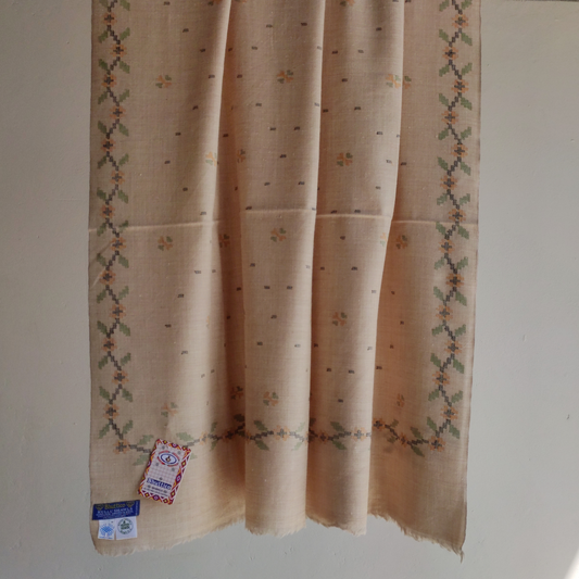 Handwoven Angora+Wool Shawl Fawn