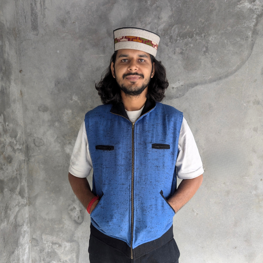 Mens half jacket with Zipper - Blue