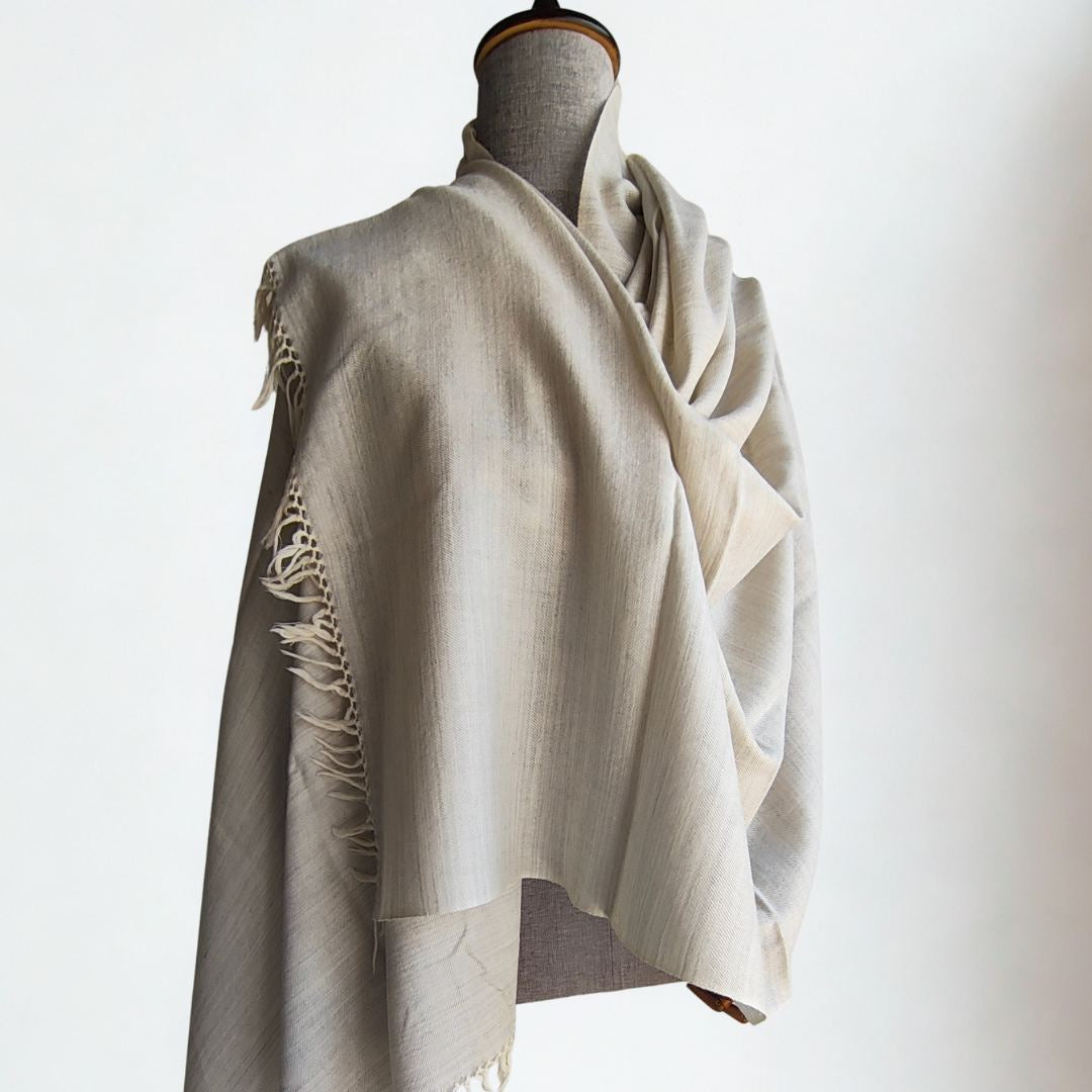 Mens Pure Wool Shawl Light Grey