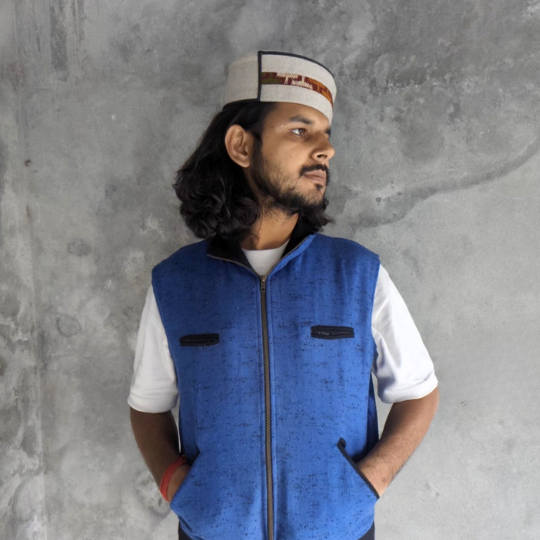 Mens half jacket with Zipper - Blue