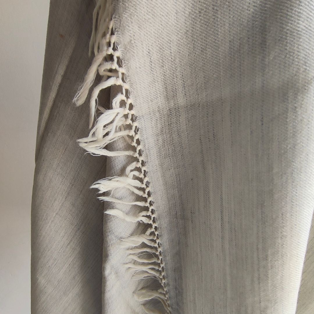 Mens Pure Wool Shawl Light Grey