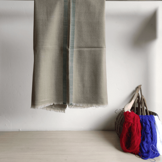 Handloom Ladies Woolen Suit with Stole - Beige