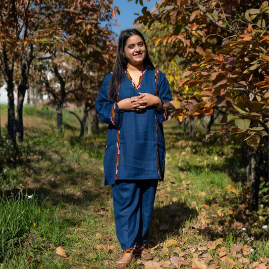 Merino Wool Co-ord Set for Women (Teal Blue)