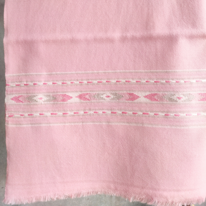 Women's Hand Woven Pure Wool Kullu Stole (Rose Pink)