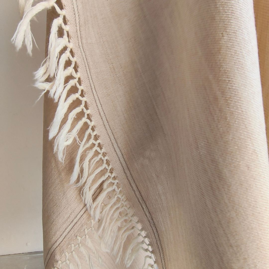 Mens Pure Wool Kanni Shawl Beige