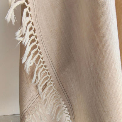 Mens Pure Wool Kanni Shawl Beige