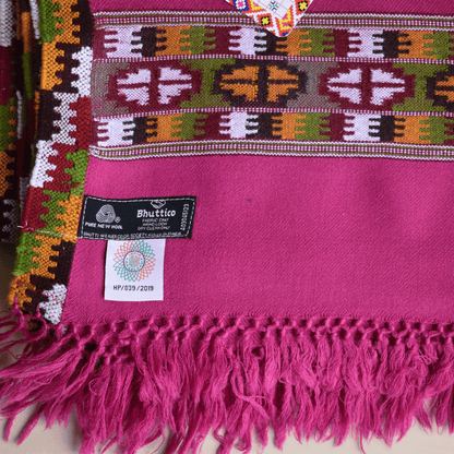 Hand Woven Pure Merino Wool Kullu Stole (Meganta)