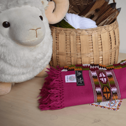 Hand Woven Pure Merino Wool Kullu Stole (Meganta)