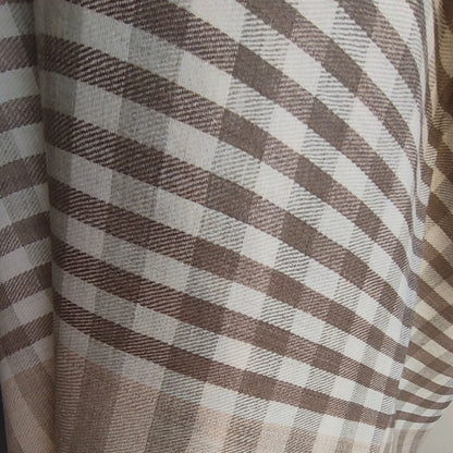 Mens Pashmina + Wool Check Shawl Taupe Grey+ Cream