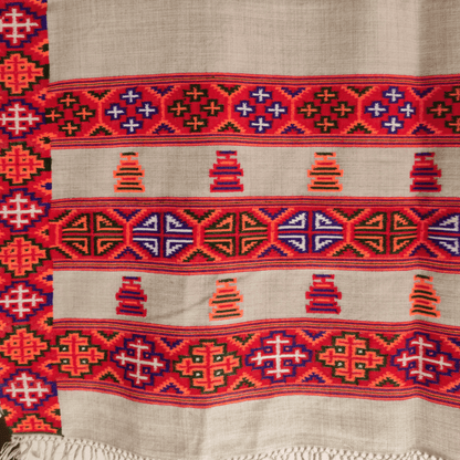 Hand Woven Pure Merino Wool Traditional Kinnauri Shawl