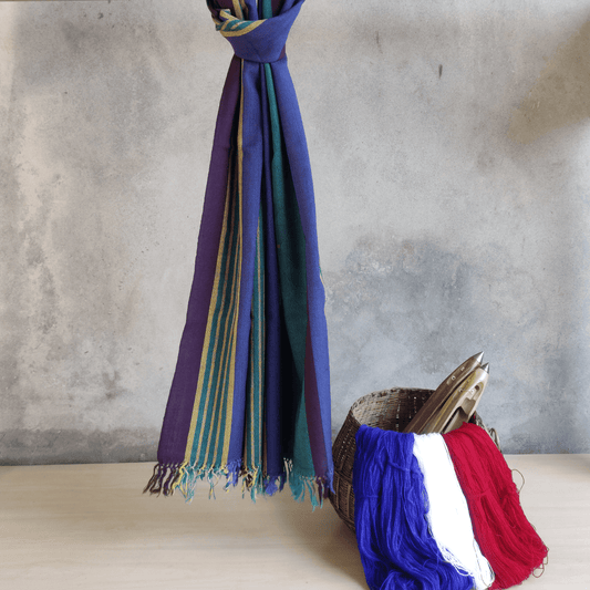 Hand Woven Pure Merino Wool Kullu Stole - (Wandering Strokes B01)