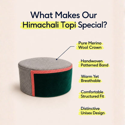 Green Himachali Cap- Bushehri Style