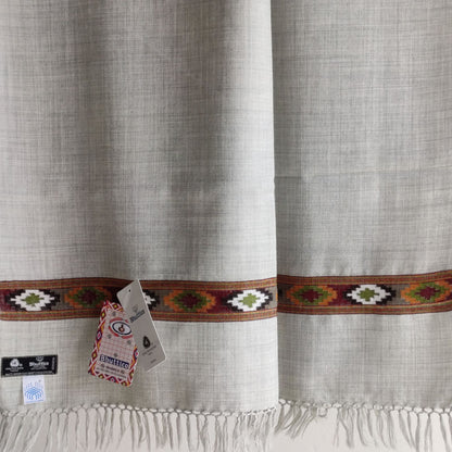 Hand Woven Polywool Kullu Stole -Grey