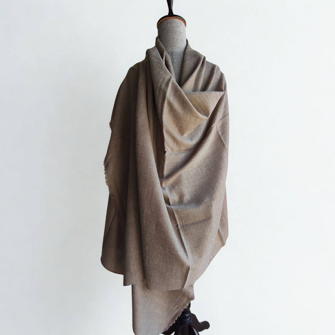 Mens Pure Angora+ Wool Shawl Taupe Grey