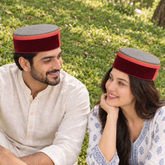 Maroon Himachali Cap - Bushehri Style