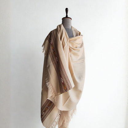 Mens Pure Wool Shawl Beige
