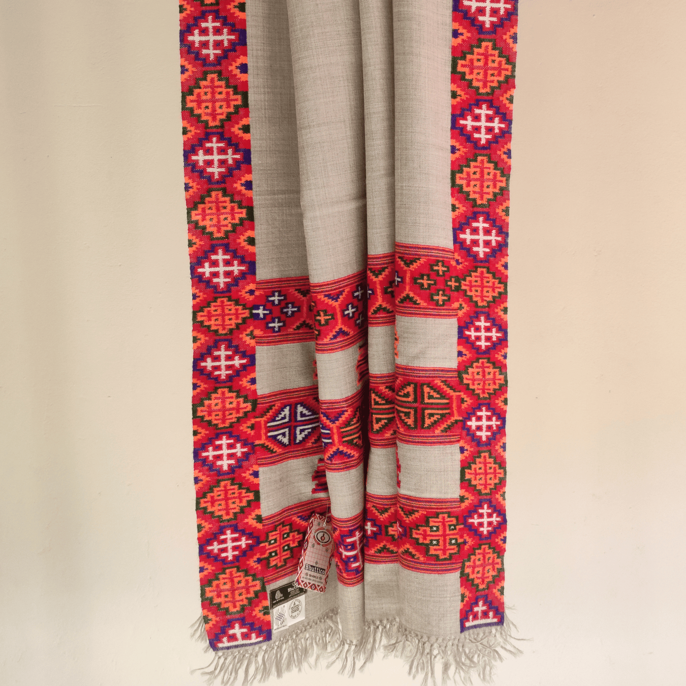 Hand Woven Pure Merino Wool Traditional Kinnauri Shawl