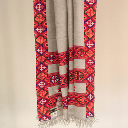 Hand Woven Pure Merino Wool Traditional Kinnauri Shawl