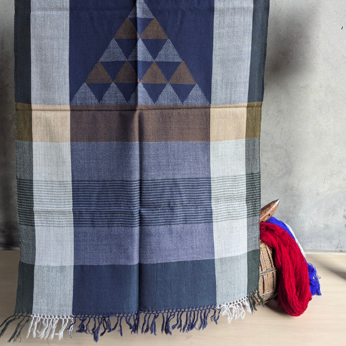 Hand Woven Pure Merino Wool Kullu Stole (Beas 010)