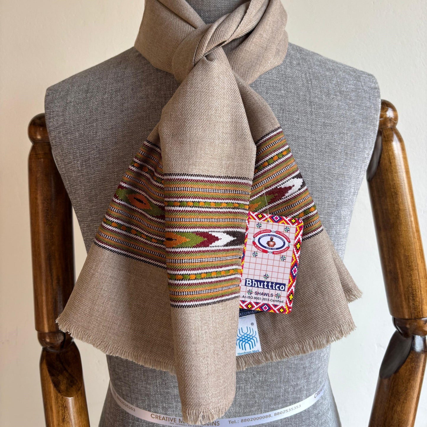 Hand Woven Cashmilon Muffler- Dark Beige