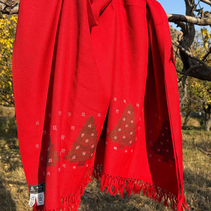 The Red Snowy Christmas Tree Shawl