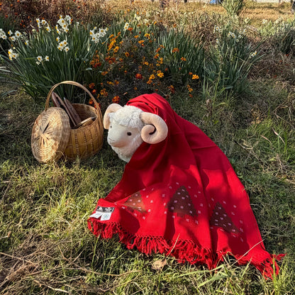 The Red Snowy Christmas Tree Shawl