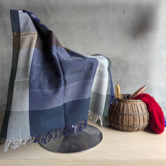 Hand Woven Pure Merino Wool Kullu Stole (Beas 010)