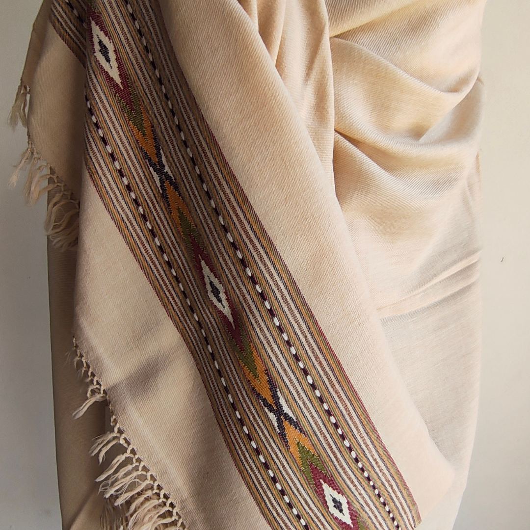 Mens Pure Wool Shawl Beige
