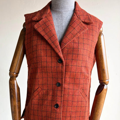 Handwoven Merino Wool Half Jacket Orange