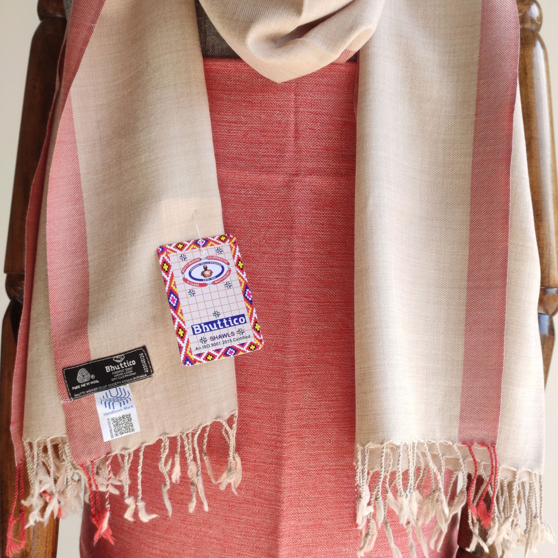 Rust and beige scarf with woolen suit for women