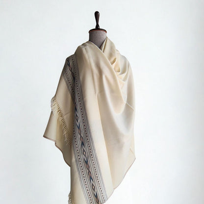 Mens Pure Wool Shawl White