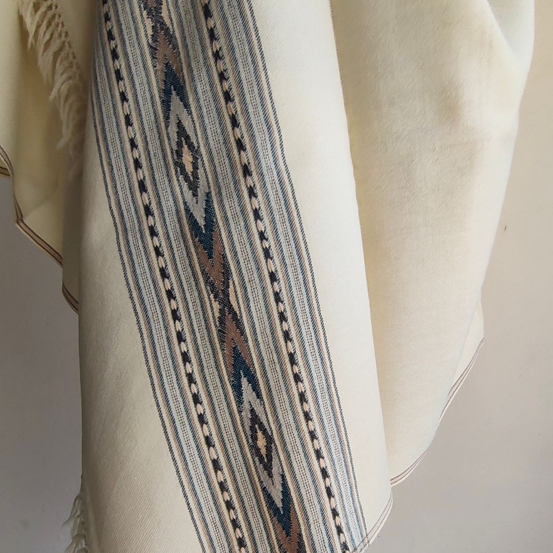 Mens Pure Wool Shawl White