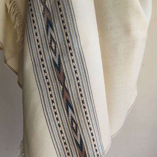 Mens Pure Wool Shawl White
