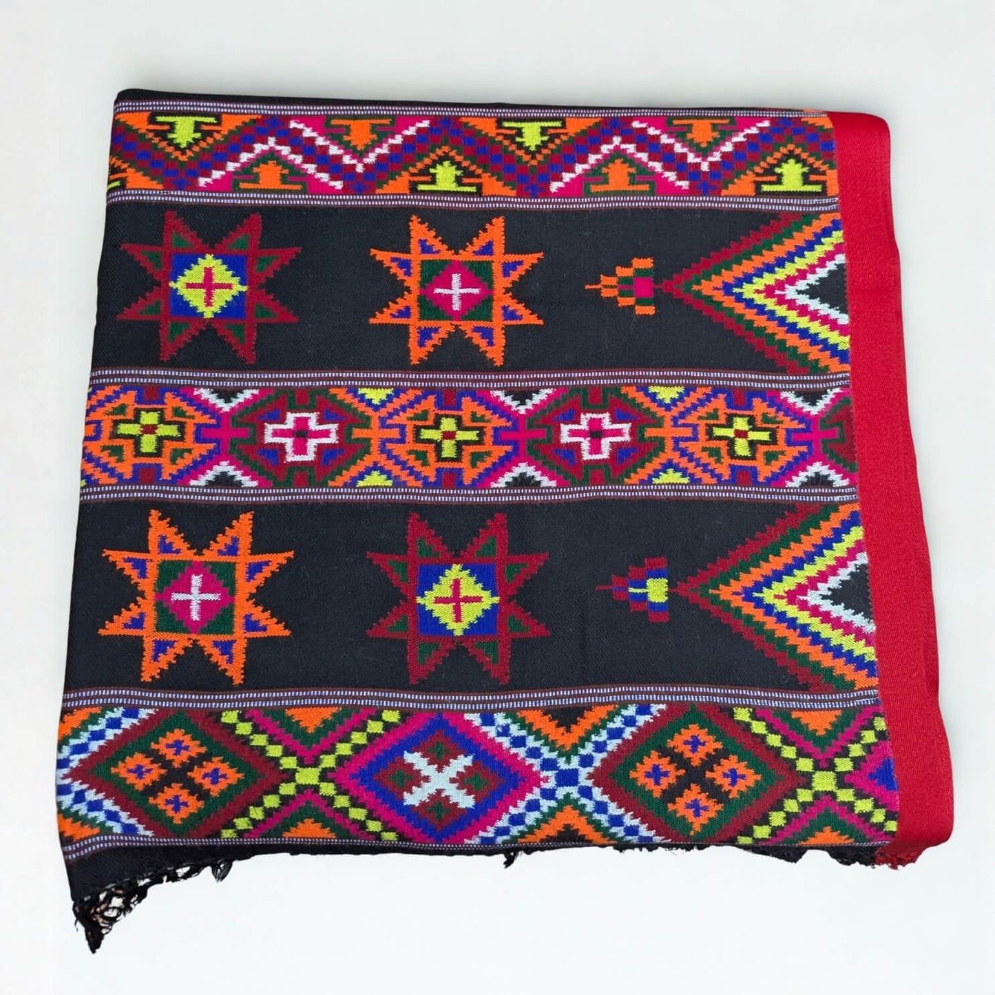 Traditional Kullu Pattu – Black Base (Pure Merino Wool)