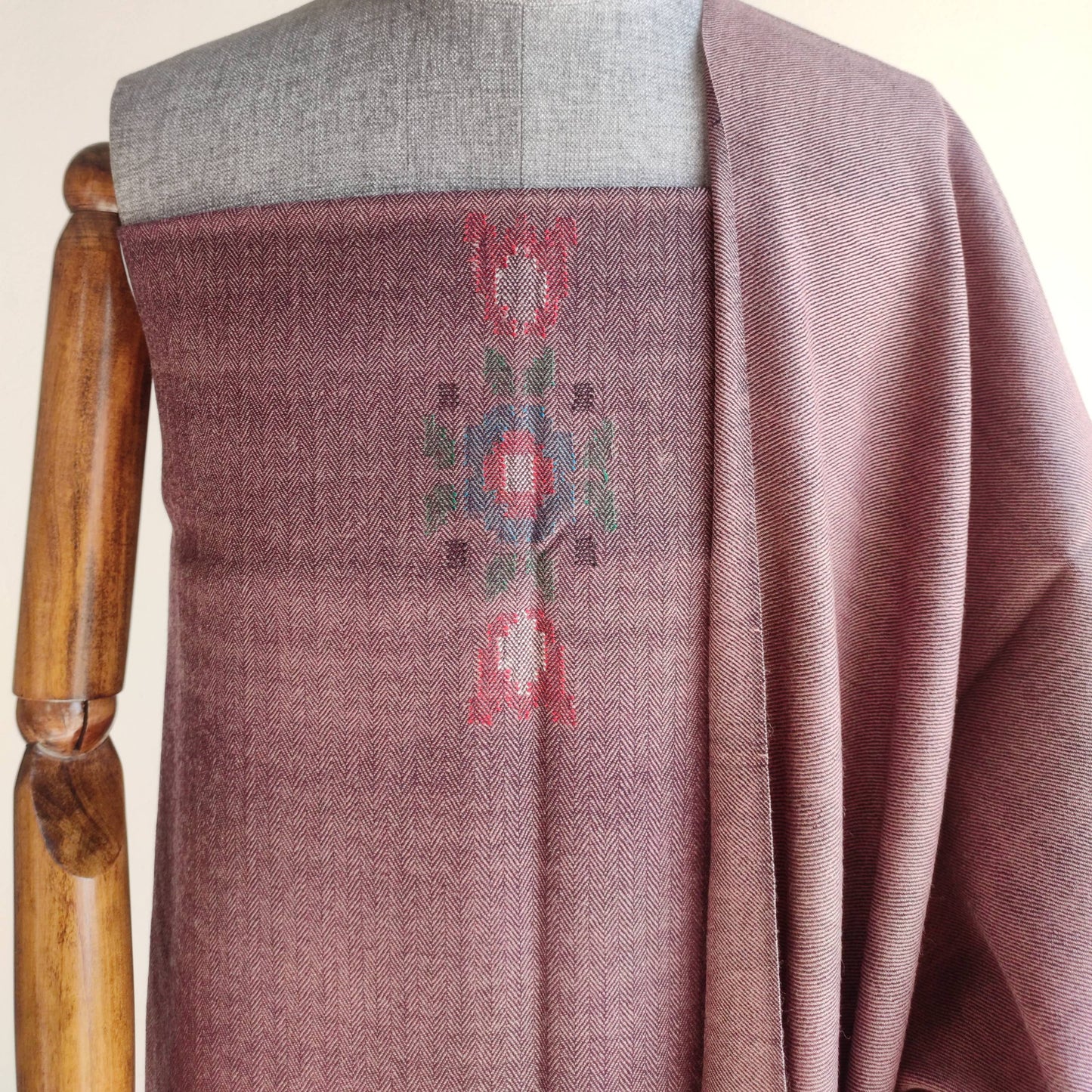 Dusty pink woolen suit for women with embroidered design