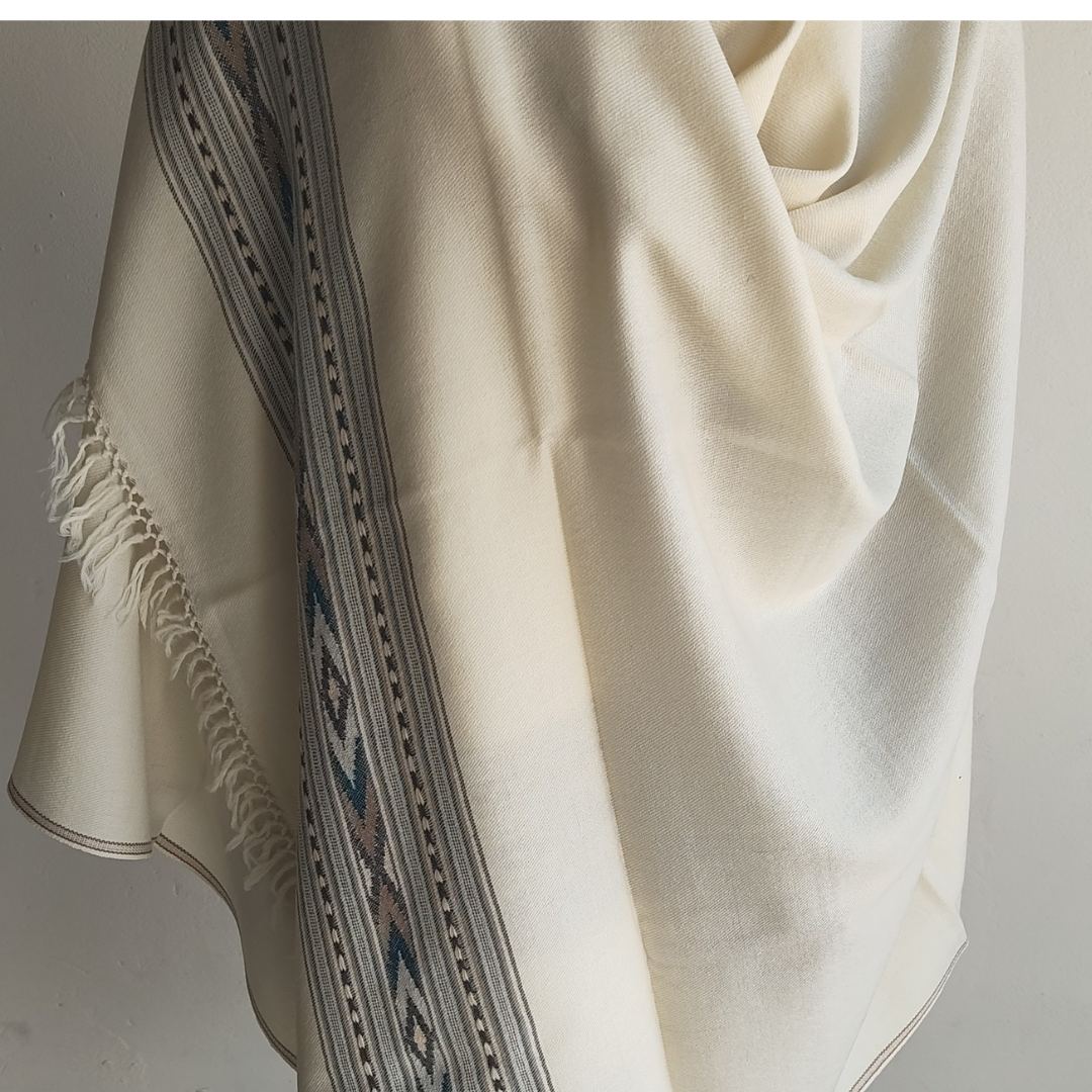 Mens Pure Wool Shawl White