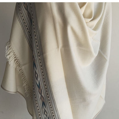 Mens Pure Wool Shawl White