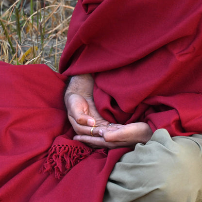 maroon meditaton shawl fabric