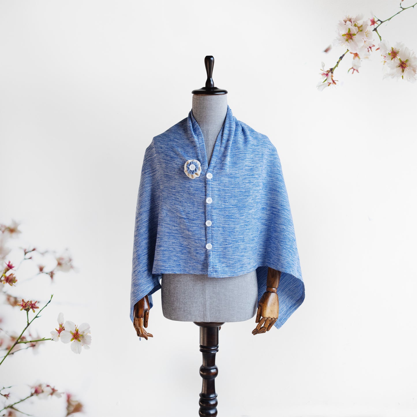 Blue Cashmilon Woolen Cape for Women