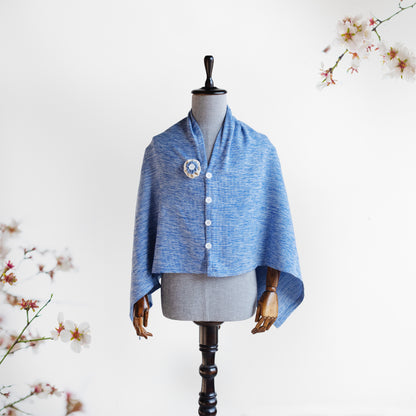 Blue Cashmilon Woolen Cape for Women