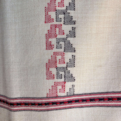 Soft Merino wool fabric texture of Bhuttico women’s beige handwoven suit set