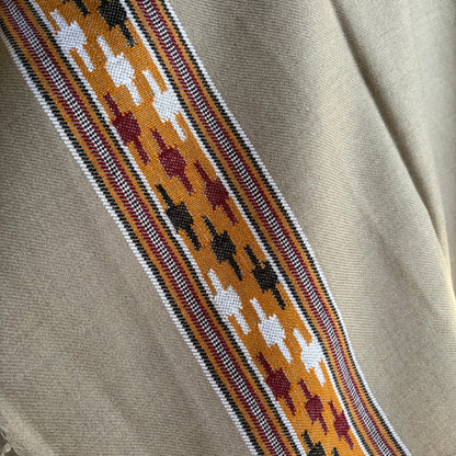 Hand Woven Polywool Kullu Stole (Taupe colour)